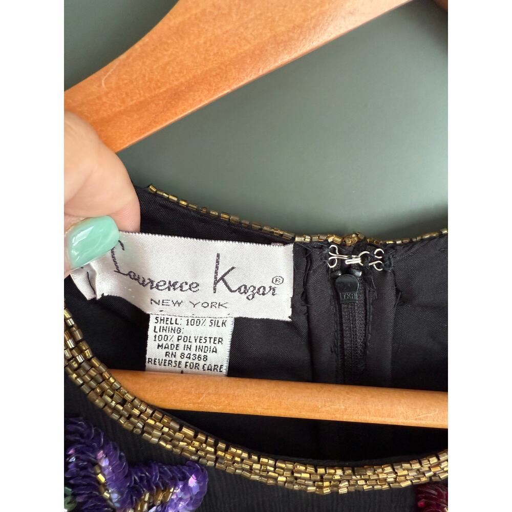 Vtg LAURENCE KAZAR sz L beaded floral top EUC - Picture 3 of 4